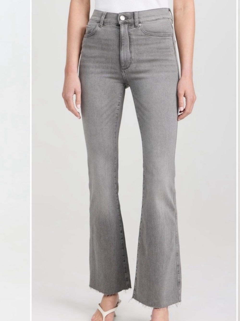 DL1961 Bridget Boot High Rise Instasculpt Crop jeans 29 gray wash raw hem